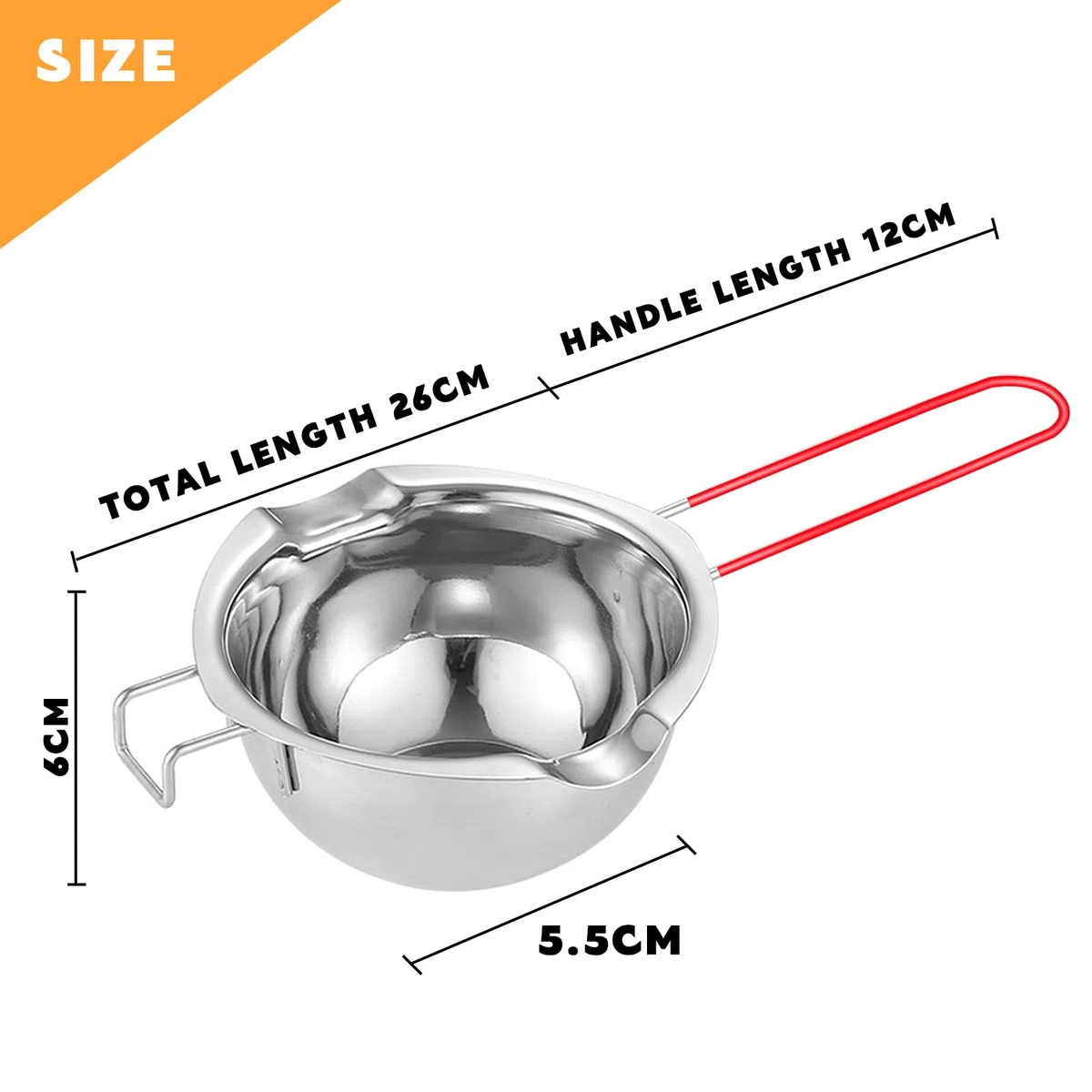 Bagnomaria in Acciaio Inox 400 ml Double Boiler Beccucci con Manico Resistente al Calore Ciotola Pentola per Bagnomaria Cioccolato Sciogliere Formaggio Burro Caramelle