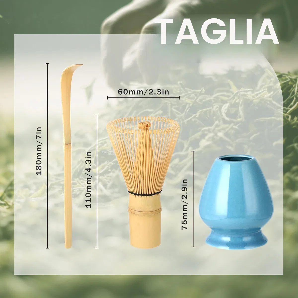 Wenrescry Set Accessori Cerimonia Tè Matcha - Fouet Bambù, Cucchiaio Tradizionale, Portafrusta - L'Insieme Perfetto per Preparare Tè Matcha