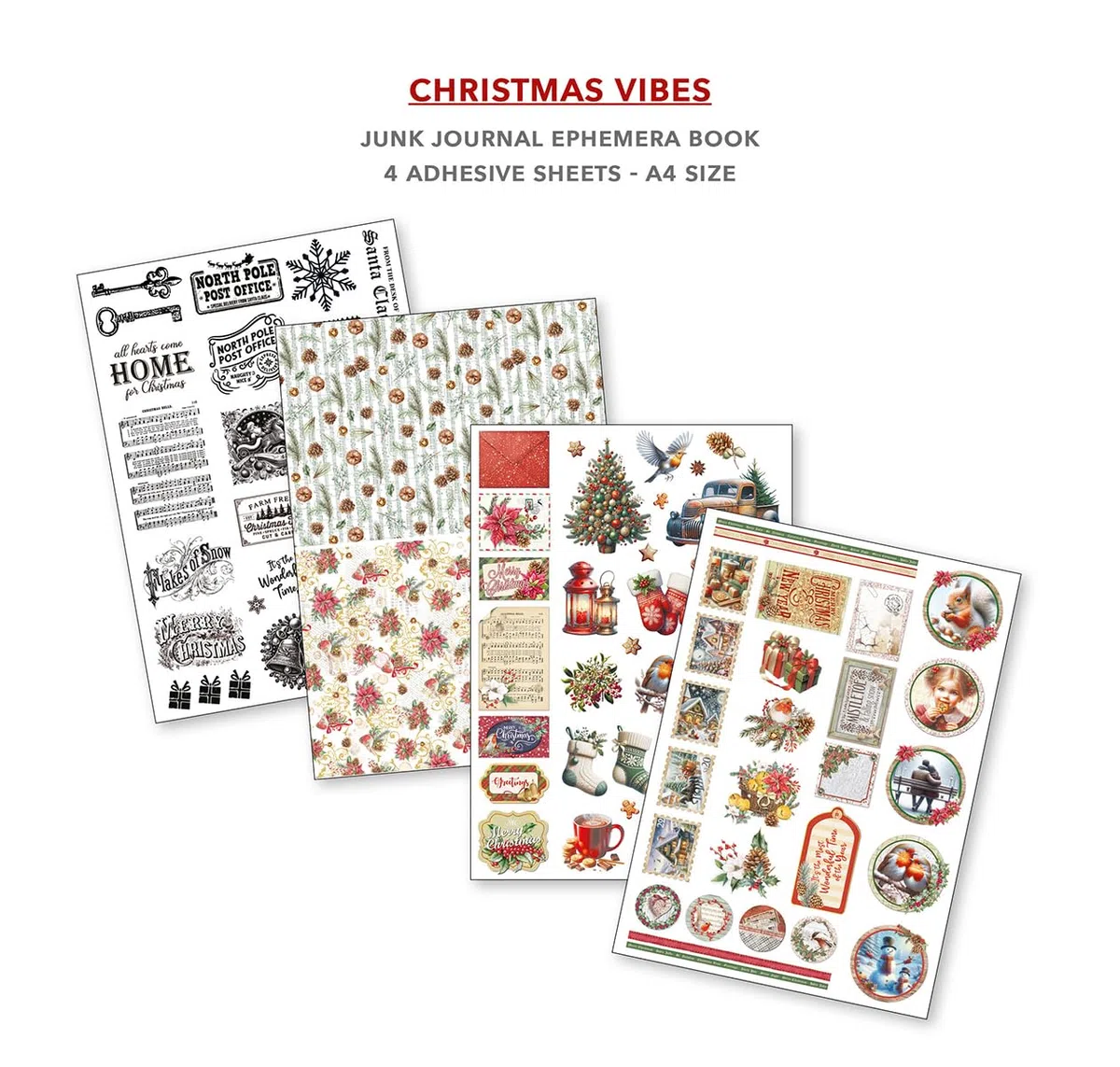 Ciao Bella Junk Journal Ephemera Book - Collage,Scrapbooking, Card Making (Christmas Vibes)