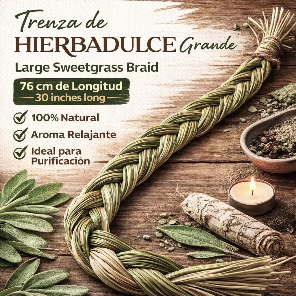 Treccia di erba dolce grande 76 cm - Aroma naturale per pulizia energetica e rituale - INKANAT