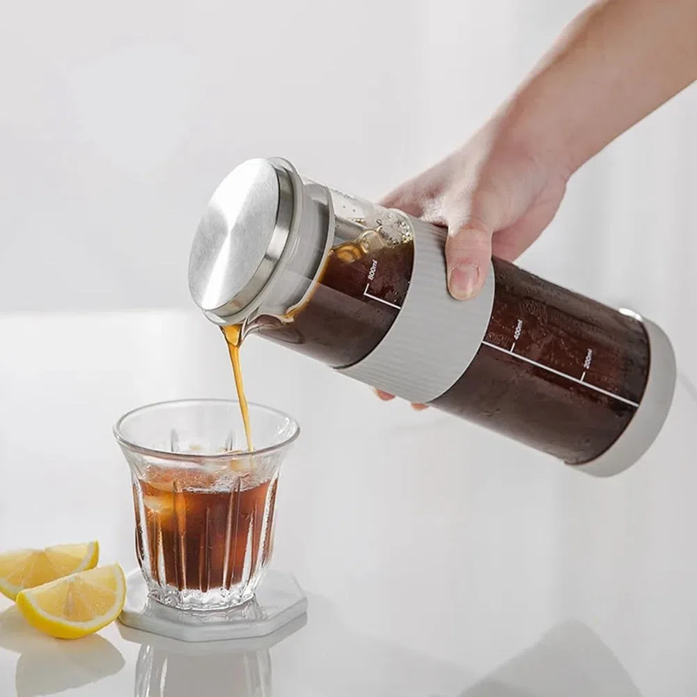 Infusore portatile ermetico per caffè e tè, 800 ml, caraffa in vetro
