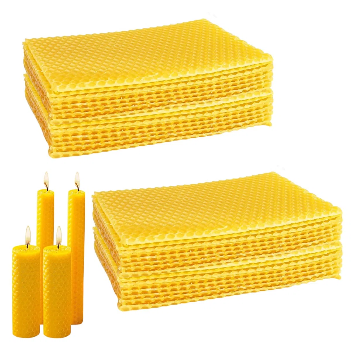 Cera d'api naturale 40 fogli 13x9cm fogli cera api pura colore giallo miele ideale per apicoltura creazione candele artigianali e fai da te