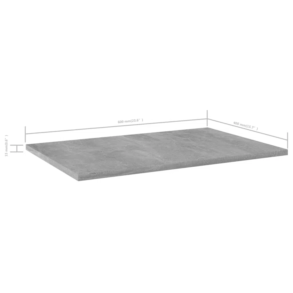 vidaXL Ripiani per Libreria 4pz Grigio Cemento 60x40x1,5cm Multistrato