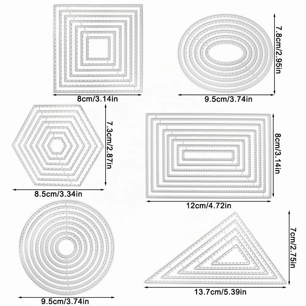 SENHAI - Set di 6 fustelle da taglio in metallo, diverse forme, poligonali, goffratura, strumenti per la creazione di biglietti, album e scrapbooking