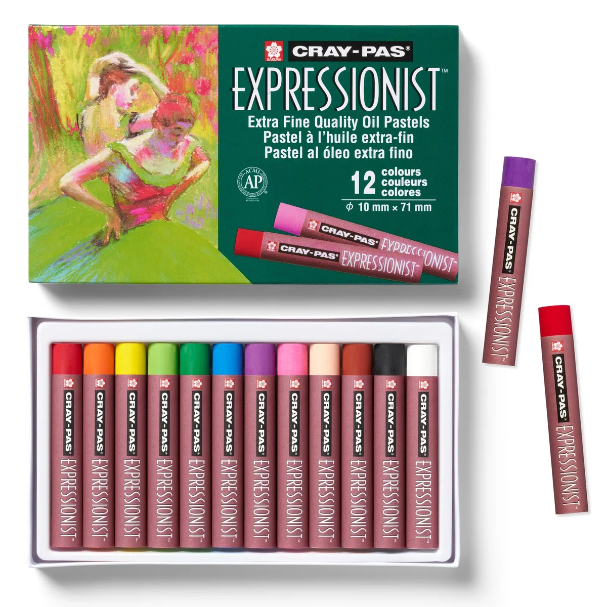 SAKURA Cray-Pas Expressionist Oil Pastel Set - 12 colori intensi - Qualità artistica per ritratti e paesaggi - Applicazione morbida e facile su carta, tela, legno, plastica, pietra