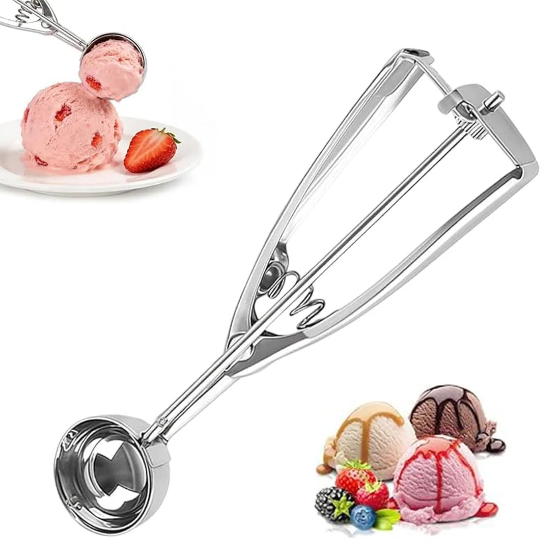 Cucchiaio 40mm per Gelato in Acciaio Inossidabile, Cucchiaio da Gelato, Paletta per Gelato, Levigato e Resistente, Per Gelateria e Uso Domestico