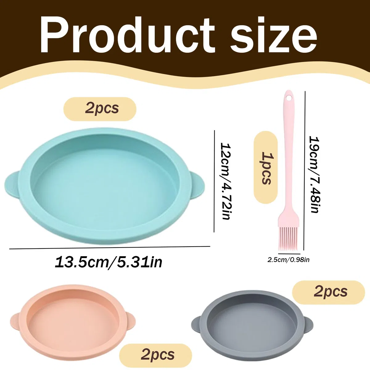 6 Pezzi Tappetino Stampo Silicone 19 x 2.5cm Stampi in Silicone Antiaderenti Torta a Strati Stampo Arrotondato e Rilascio Rapido Per Torte e Strati,Formaggio,Torte Arcobaleno e Chiffon Gelatina