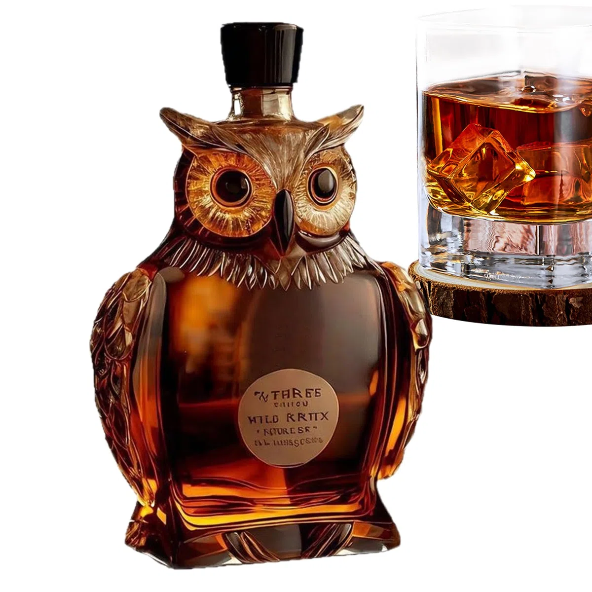 Decanter Per Whisky Bottiglia,35cl Forma Gufo Stile Vintage | Bottiglia in per Liquori,Regalo per Uomo Padre Fidanzato Nonno Marito - Ideale per Feste Riunioni Familiari e Natale