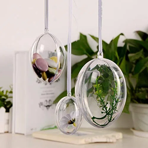 10 uova in plastica trasparente, da appendere, riempibili, decorazioni per feste e feste