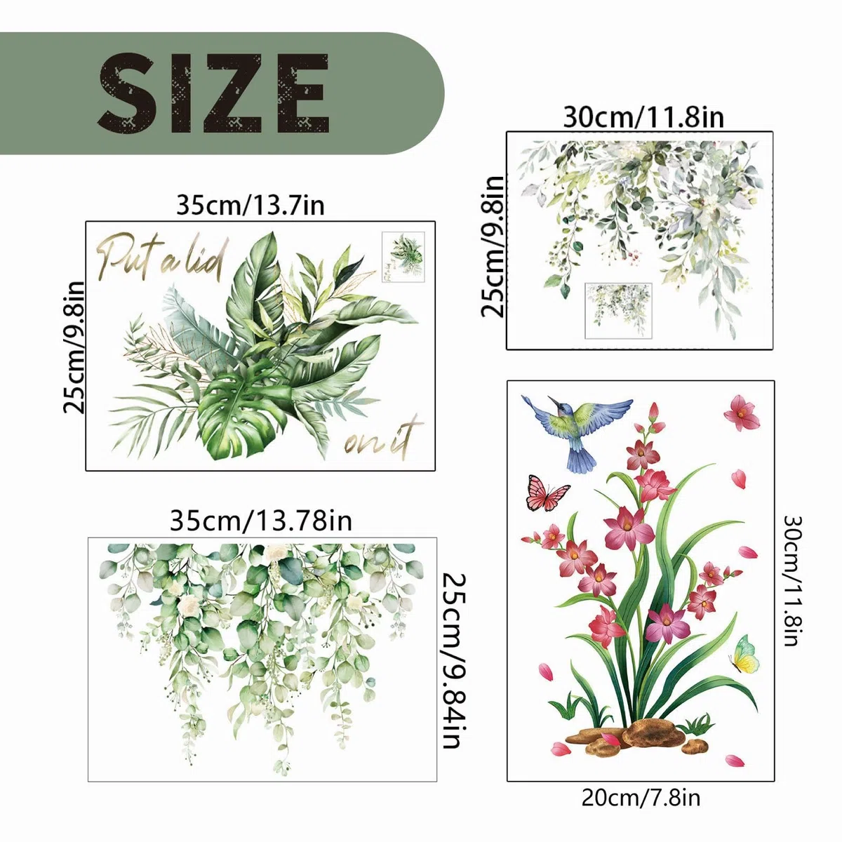 4 PCS Adesivo Decorativo per Porta e Bagno, Decalcomanie per Mobili, Adesivi Decorativi per Mobili, Decalcomanie da Parete autoadesive Floreali per bagni e Toilette per Camera da Letto, Adesivi per WC
