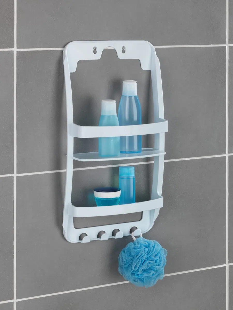 Wenko Portaoggetti doccia, Polipropilene, 26 x 54.5 x 11.5 cm, Bianco