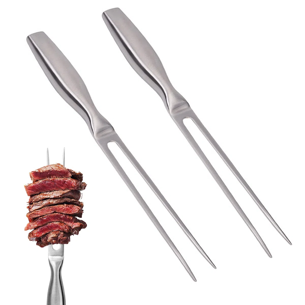 2 pezzi Forchetta da Carne in Acciaio Inox 27 cm Forchettone Barbecue Forchette per Arrosti Forchetta Carne con Manico per Barbecue Cucina Tacchino Arrosto