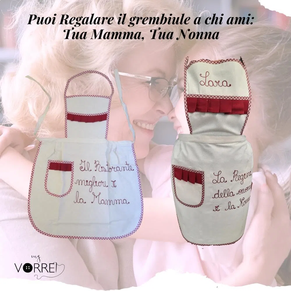 Grembiule Donna da Cucina | Idea Regalo | Personalizzabile con Nome Frase | in Cotone