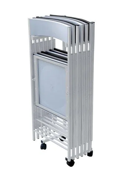 Set di 6 Sedie Pieghevoli con Carrello Assortiti in Acciaio - Bianco, Grigio e Nero