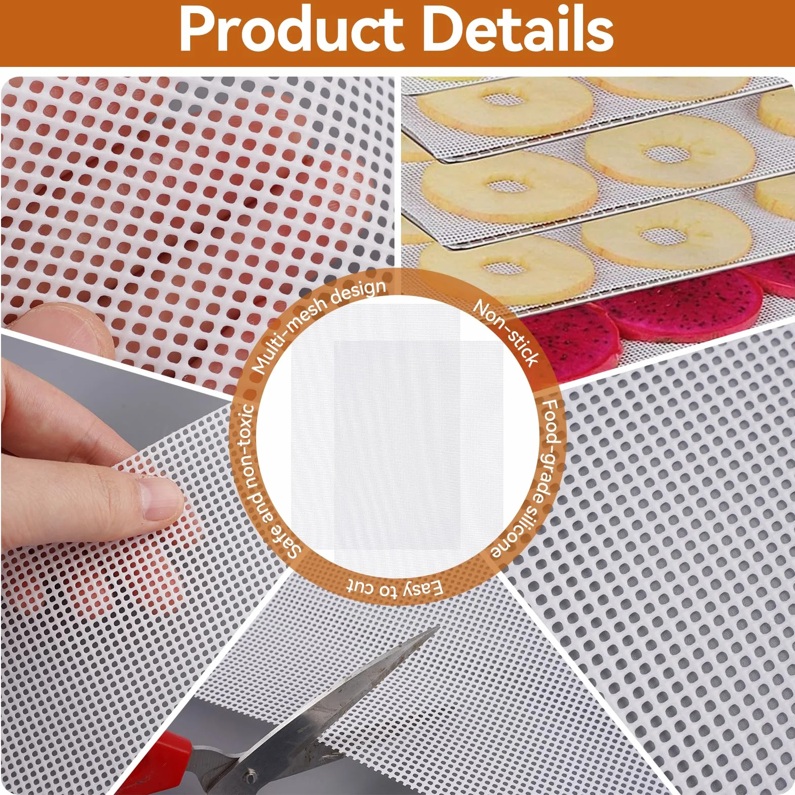 10 Pezzi Fogli Disidratatori in Silicone,38.5×28.5cm Antiaderenti Tappetini Disidratatore Frutta e Alimenti,BPA-Free Pellicole per Essiccatore Automatico,per Cottura,Pasticceria e Snack Salutari