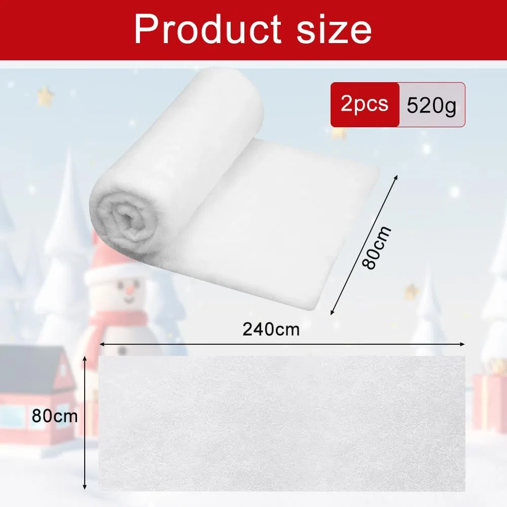 LPAMABA 2 Coperta di Neve Natale 80 cm x 240 cm Tappetino da Neve per Decorazioni Natalizie Neve Finta per Villaggio Natalizio Neve Finta Decorativa per Albero di Natale (Bianco)
