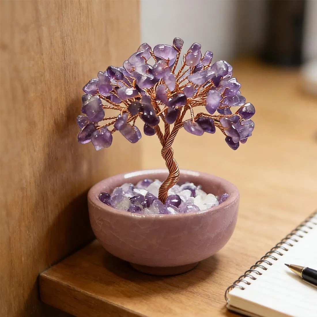 Albero della Vita in Ametista con 63 Cristalli - Feng Shui Albero della Fortuna, Idee Regalo Donna Valentino, Decorazione Casa Ufficio con Scatola