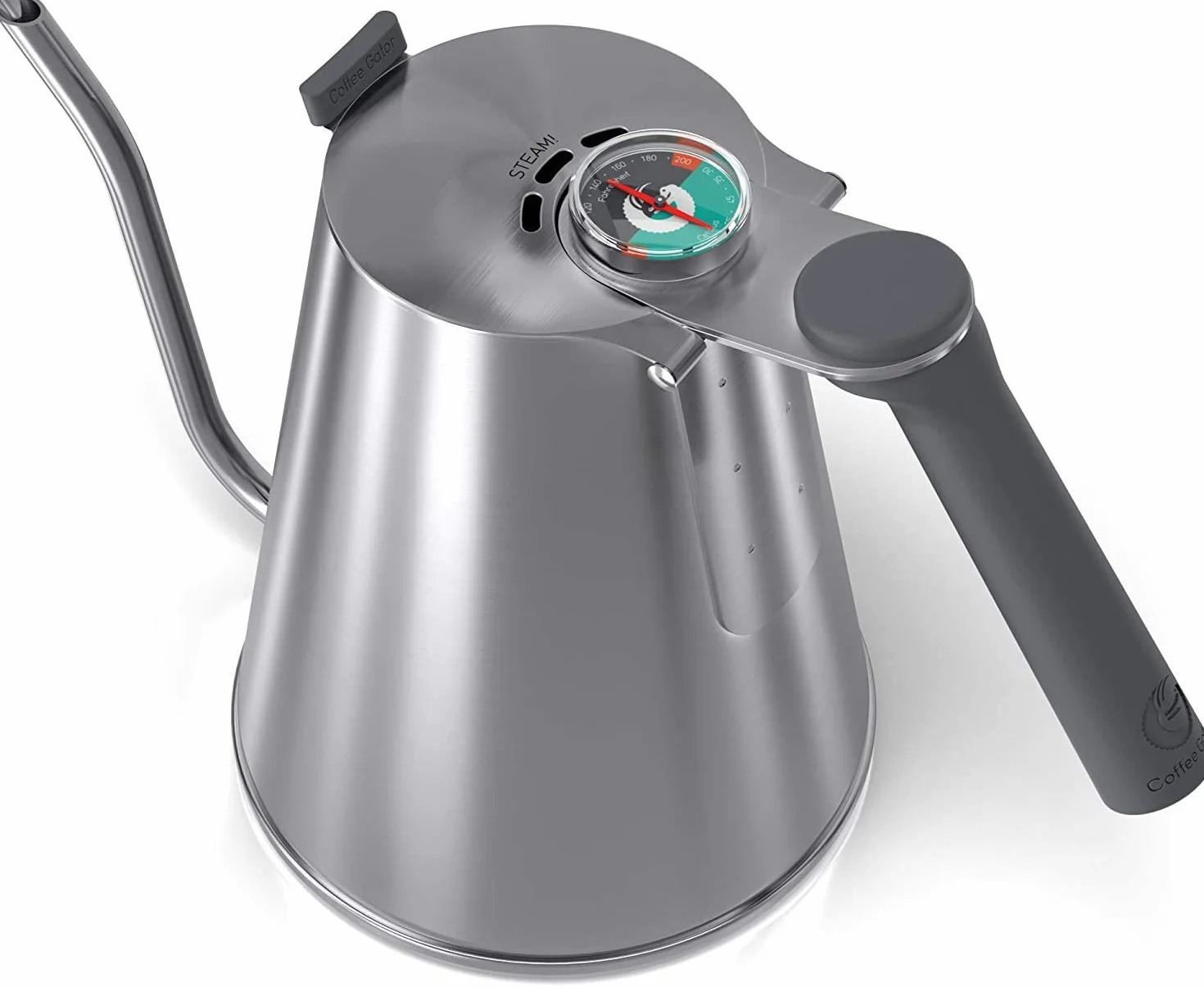 Bollitore True Brew di Coffee Gator - Bollitore professionale pour over, con beccuccio di precisione a collo d’oca, termometro integrato e coperchio a riempimento rapido - 1,6l