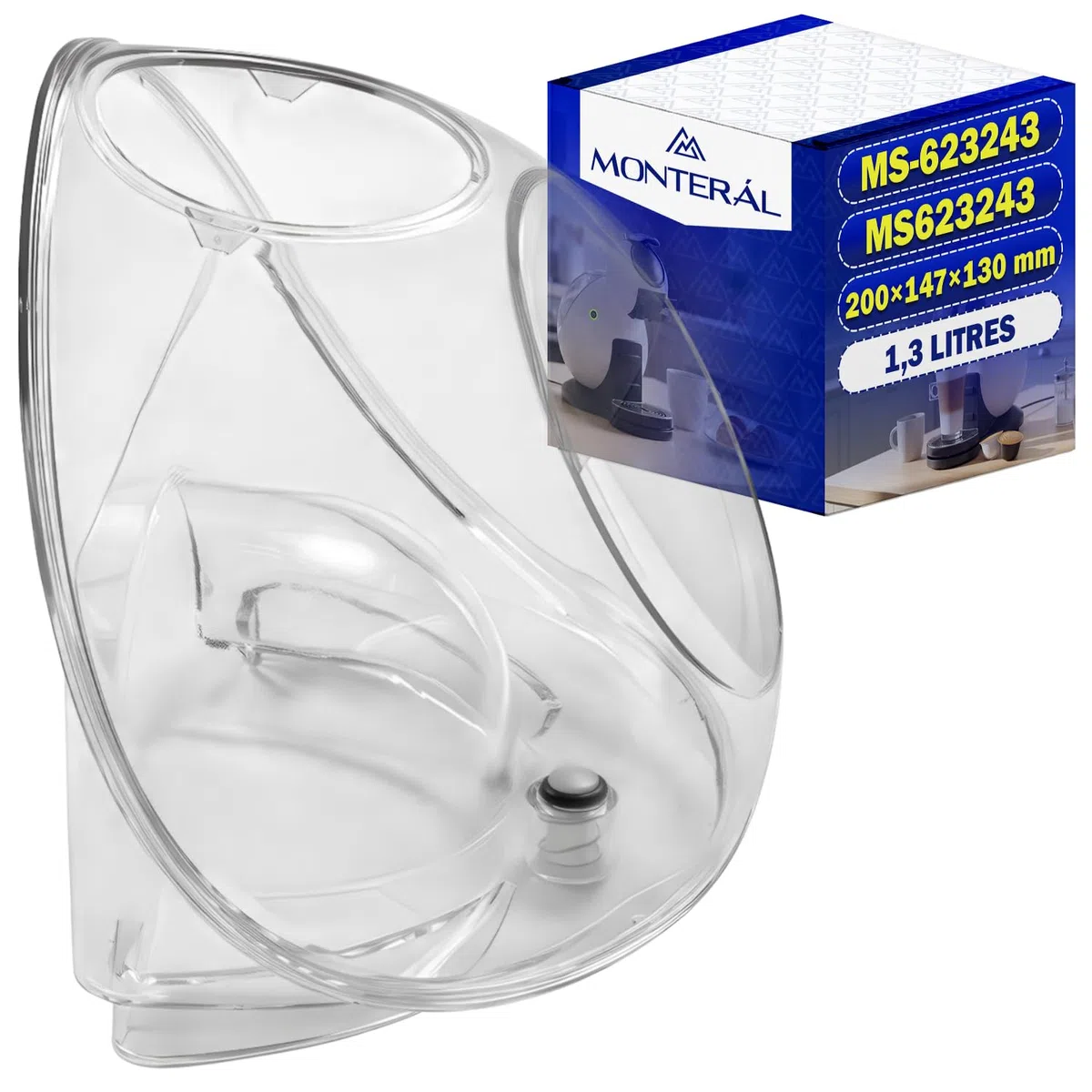 Serbatoio Acqua per Macchina Caffè Cialde 200x130x147 mm con Codice Originale MS-623243 per Krups per Dolce Gusto Melody 3 - Garanzia di 10 Anni - MONTERAL