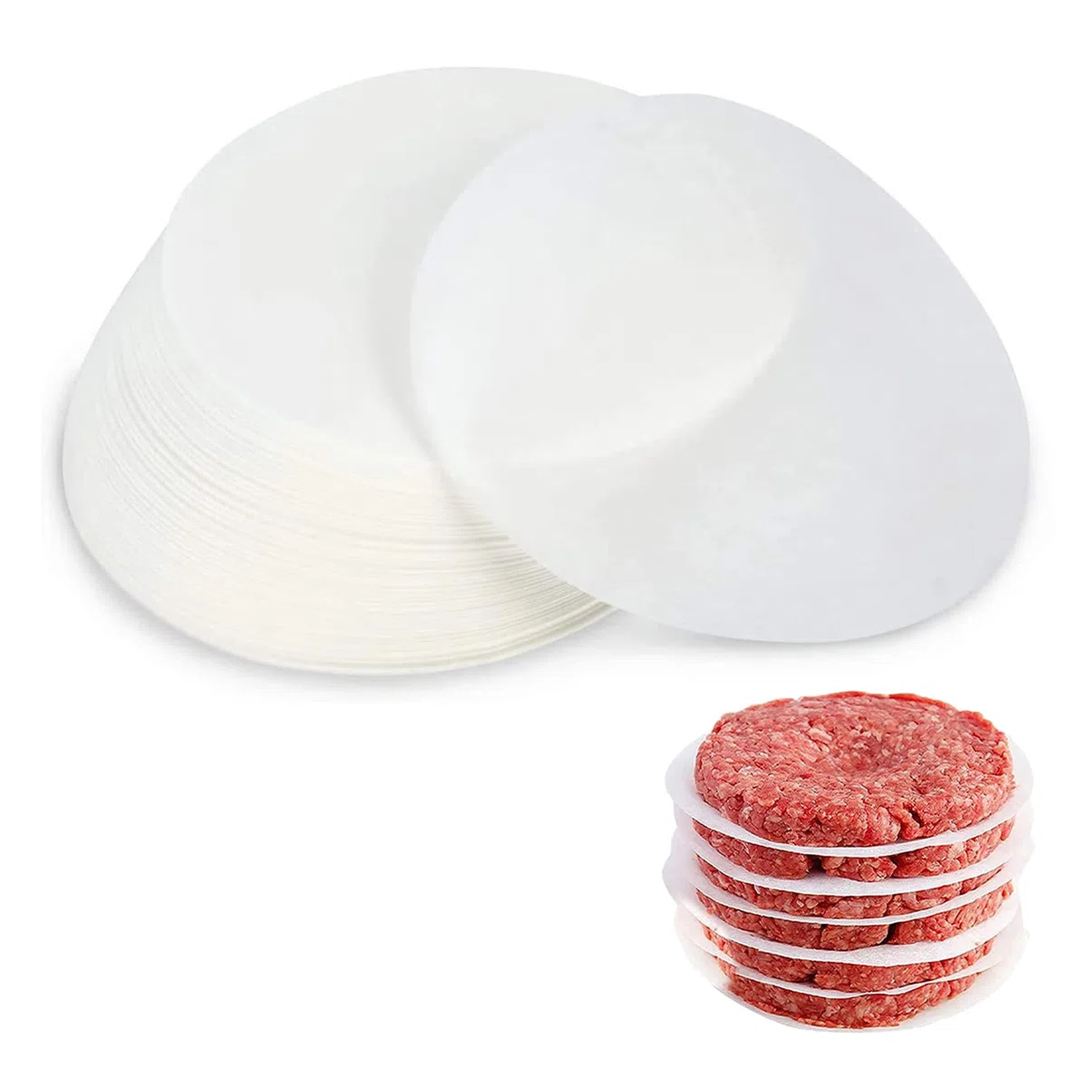 500 Pezzi Carta per Hamburger 15cm, Carta Oleata per Hamburger, Carta Da Forno Rotonda, Carta per Hamburger, Carta Antiaderente per Hamburger, per Pressa per Hamburger, 15 x 15 cm