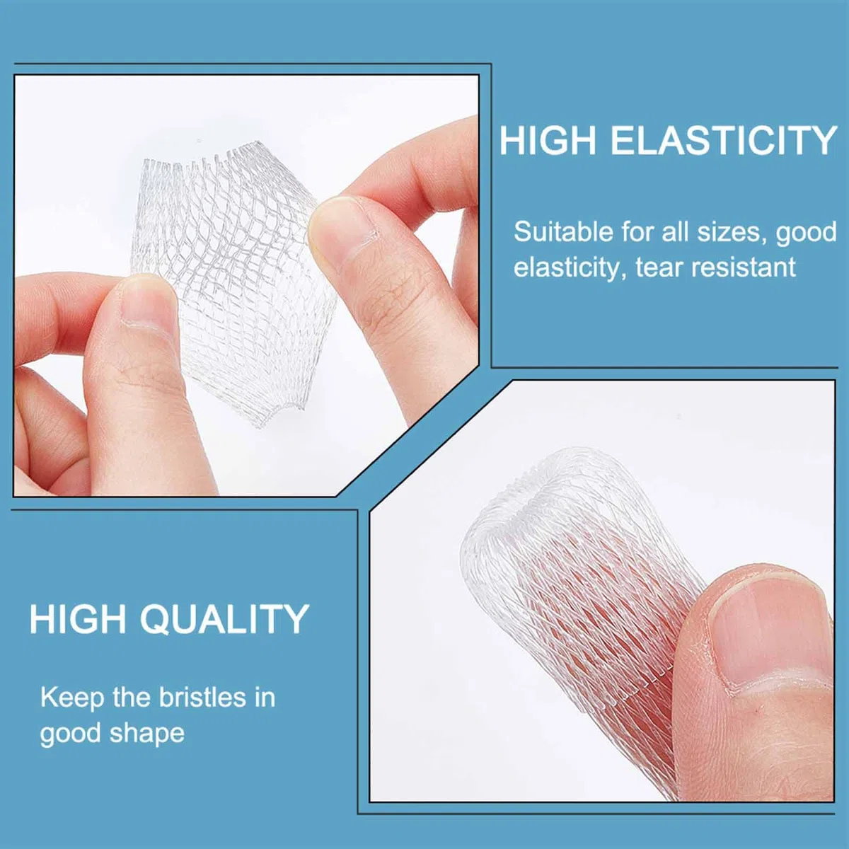GORGECRAFT 200 pz Proteggi Pennelli da Trucco Rete per Rocchetto di Filo Risparmiatori Riutilizzabile Copertura in Rete Espandibile Rete per Filo per Ombretto Pennello Cucito/Ricamo, Bianco