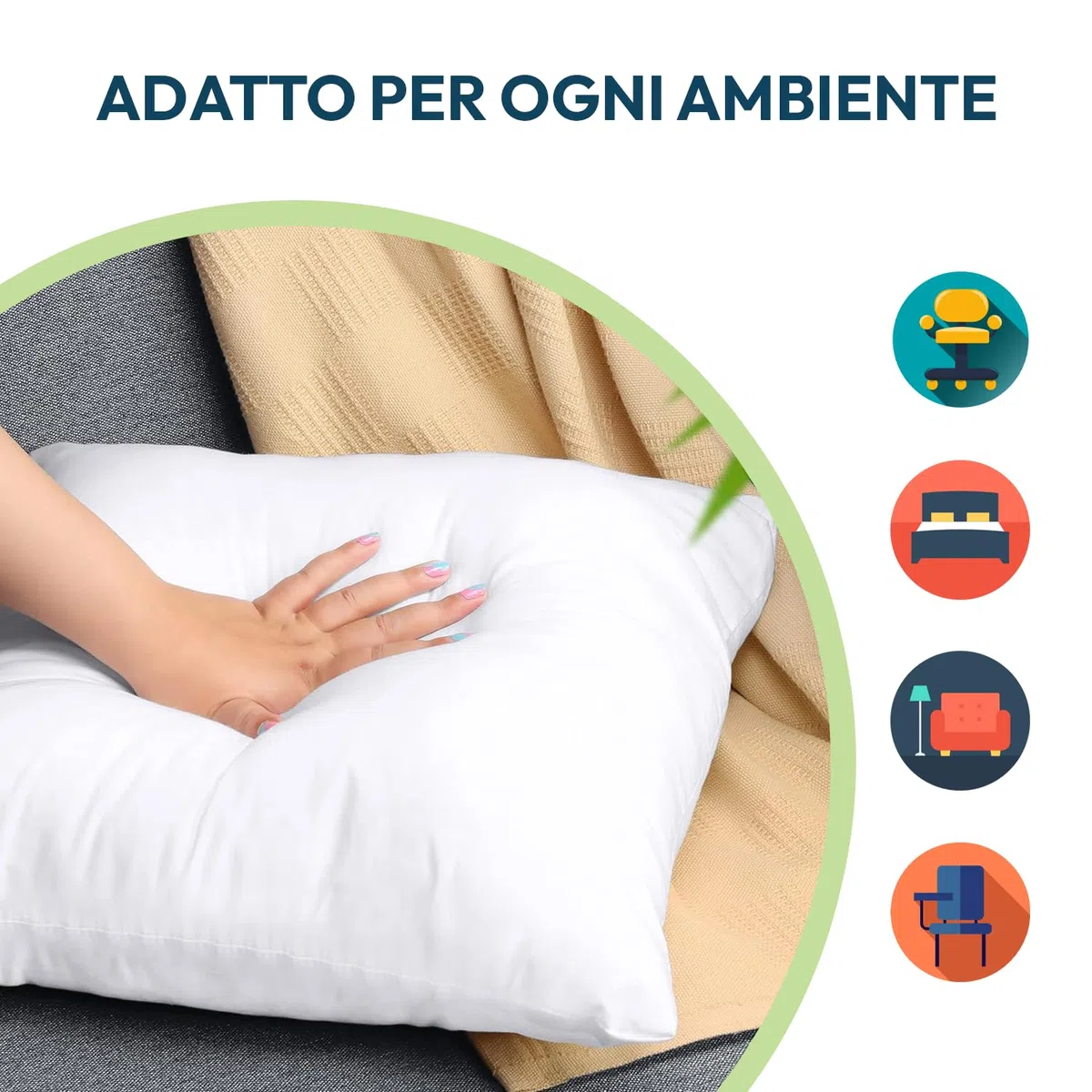 Perla Italia – Imbottitura Cuscini 40x40 Set 2 Pezzi – Interni Morbidi e Voluminosi 100% Poliestere – Antiacaro, Traspiranti, Lavabili – Ideali per Divano, Letto e Arredo Casa