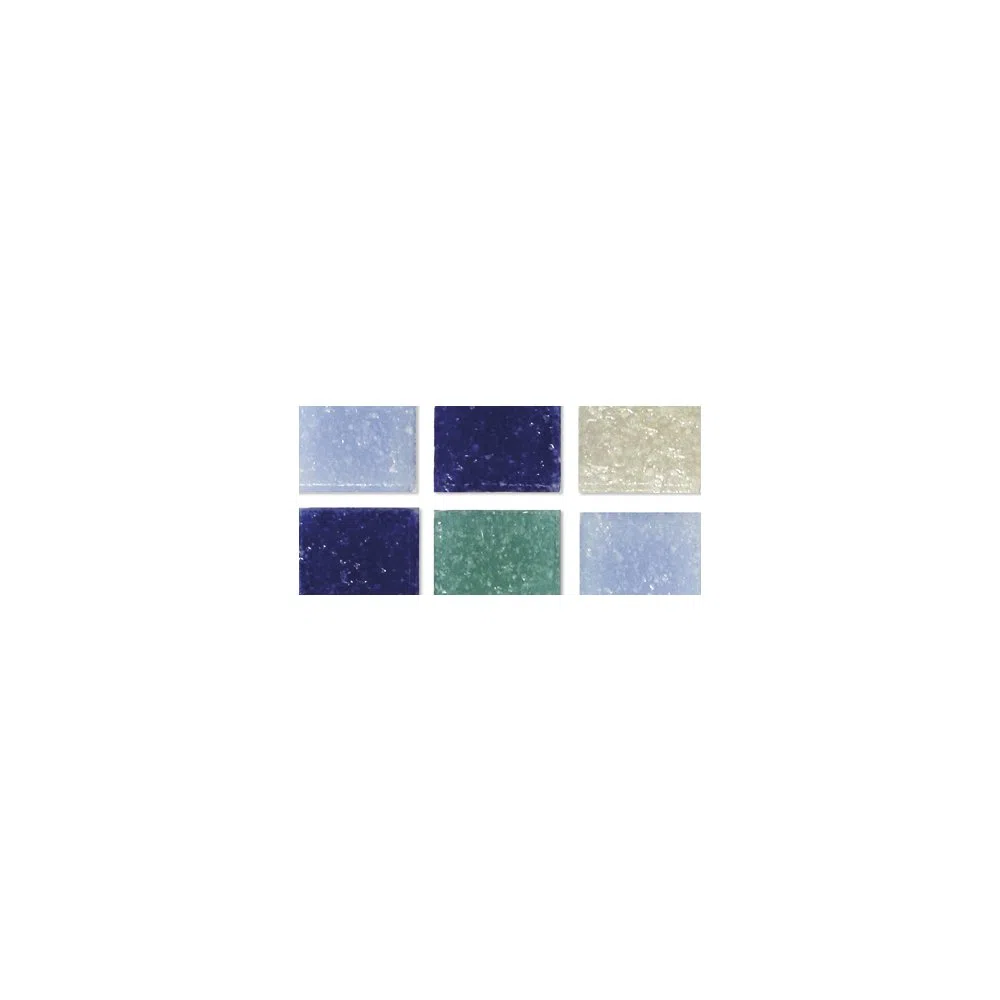 Rayher 1453008, Set tessere per mosaico, tasselli in vetro, piastrelle ideali per decorazioni e fai da te, 1x1 cm, ca. 1300 pz, sfumature di blu.