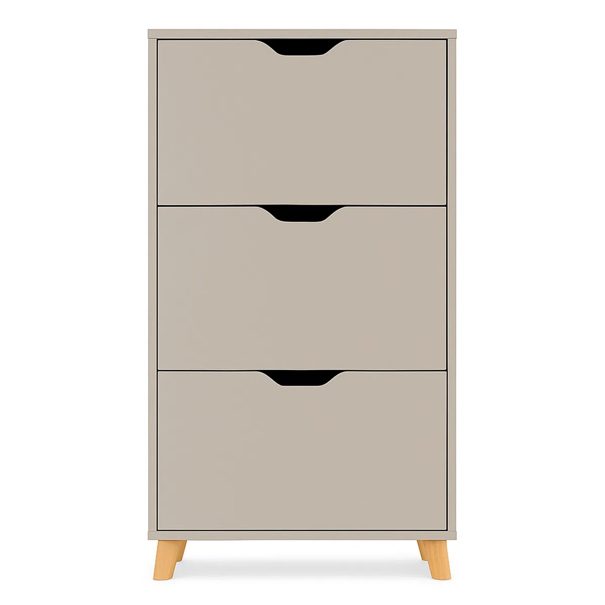FRANKYSTAR Plana - Scarpiera Salvaspazio 3 Ante 55x116x25 cm per 18 Paia di Scarpe in Legno Tortora