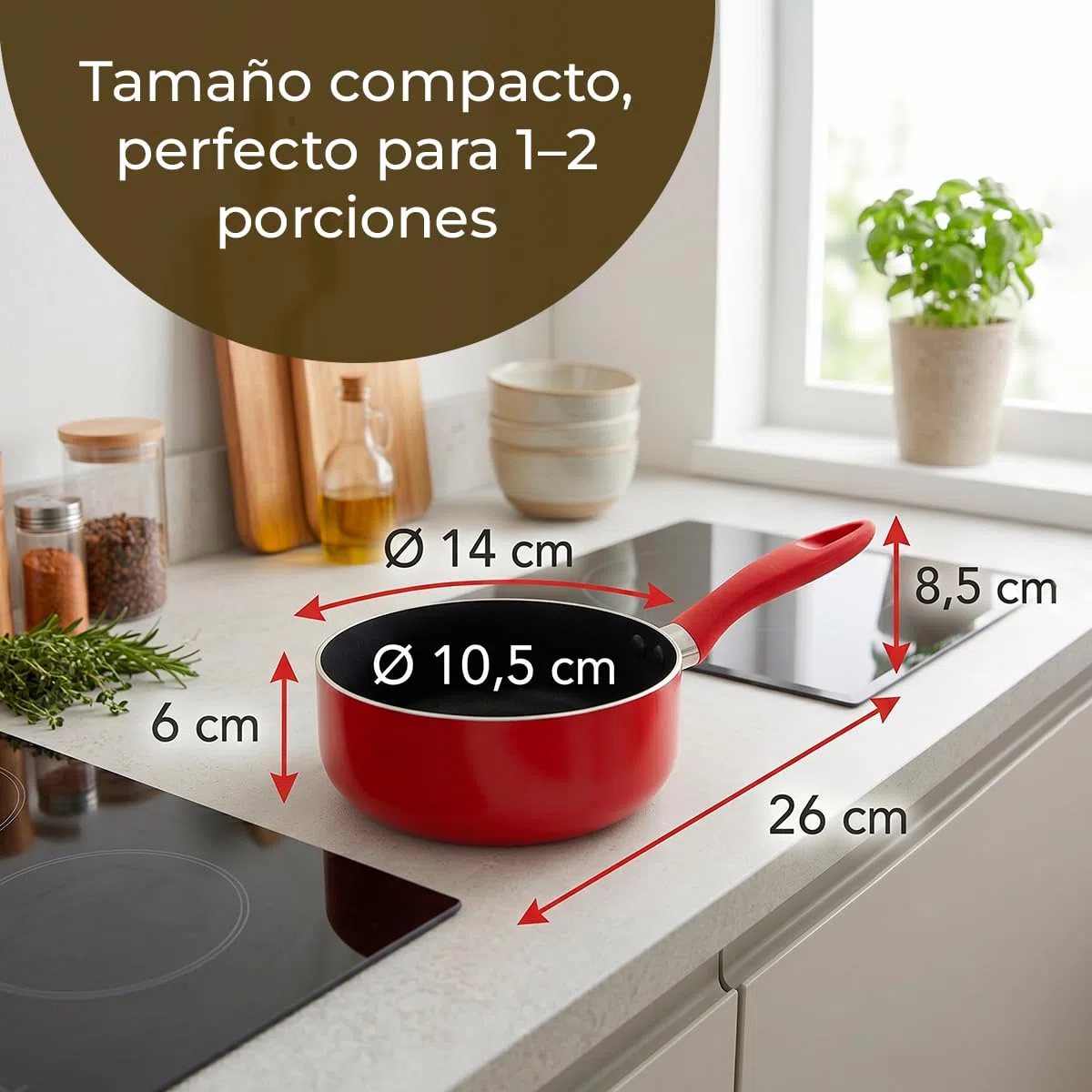 Tescoma 594006 Presto Mini Casseruola con 1 Manico, Rosso
