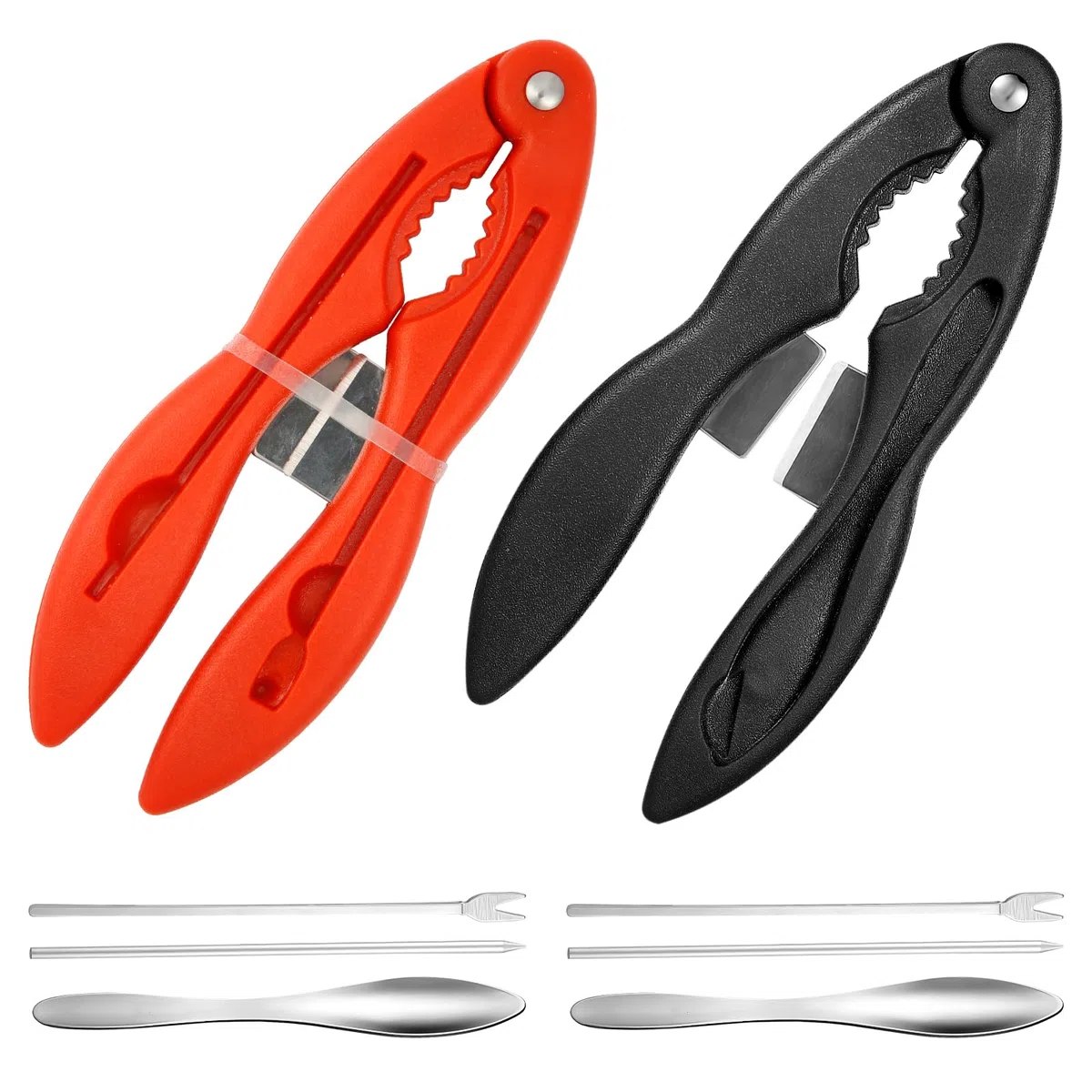 8pz Set di Strumenti per Frutti di Mare, Lobster Cracker Multifunzionali Utile 3 in 1 Cracker per Aragosta Forte Strumenti per Mangiare Granchio Cracker Chele di Granchio per Zampe di Granchio