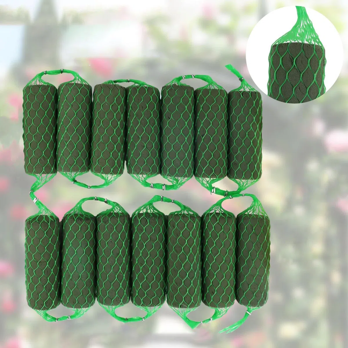 Ghirlanda in spugna di polistirene, 5 x 13 cm, verde, 14 pezzi, per interni ed esterni, per fioristi, eventi, ghirlande, banchetti, celebrazioni