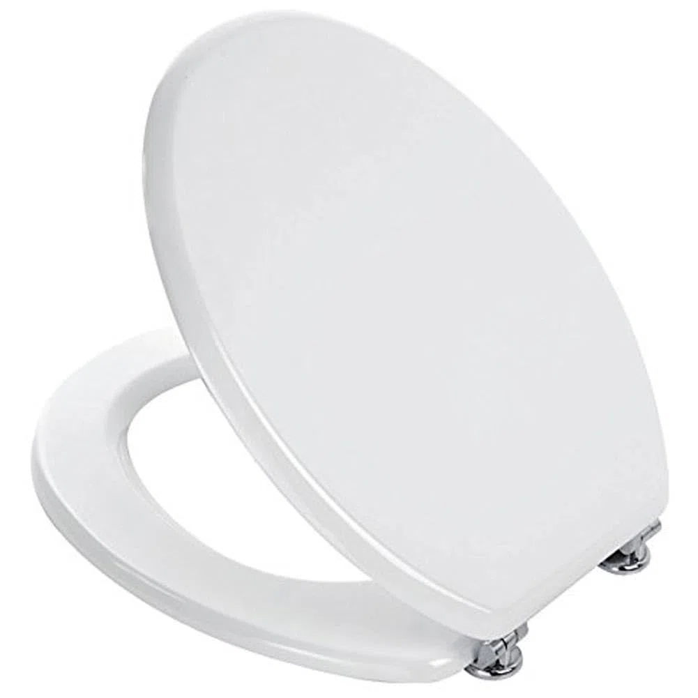 Bakaji Copriwater Universale Copri Tavoletta WC per Bagno in Legno pesante MDF con Cerniere Antiruggine in Lega di Zinco Design Moderno Dimensione 45 x 36 cm (Bianco)