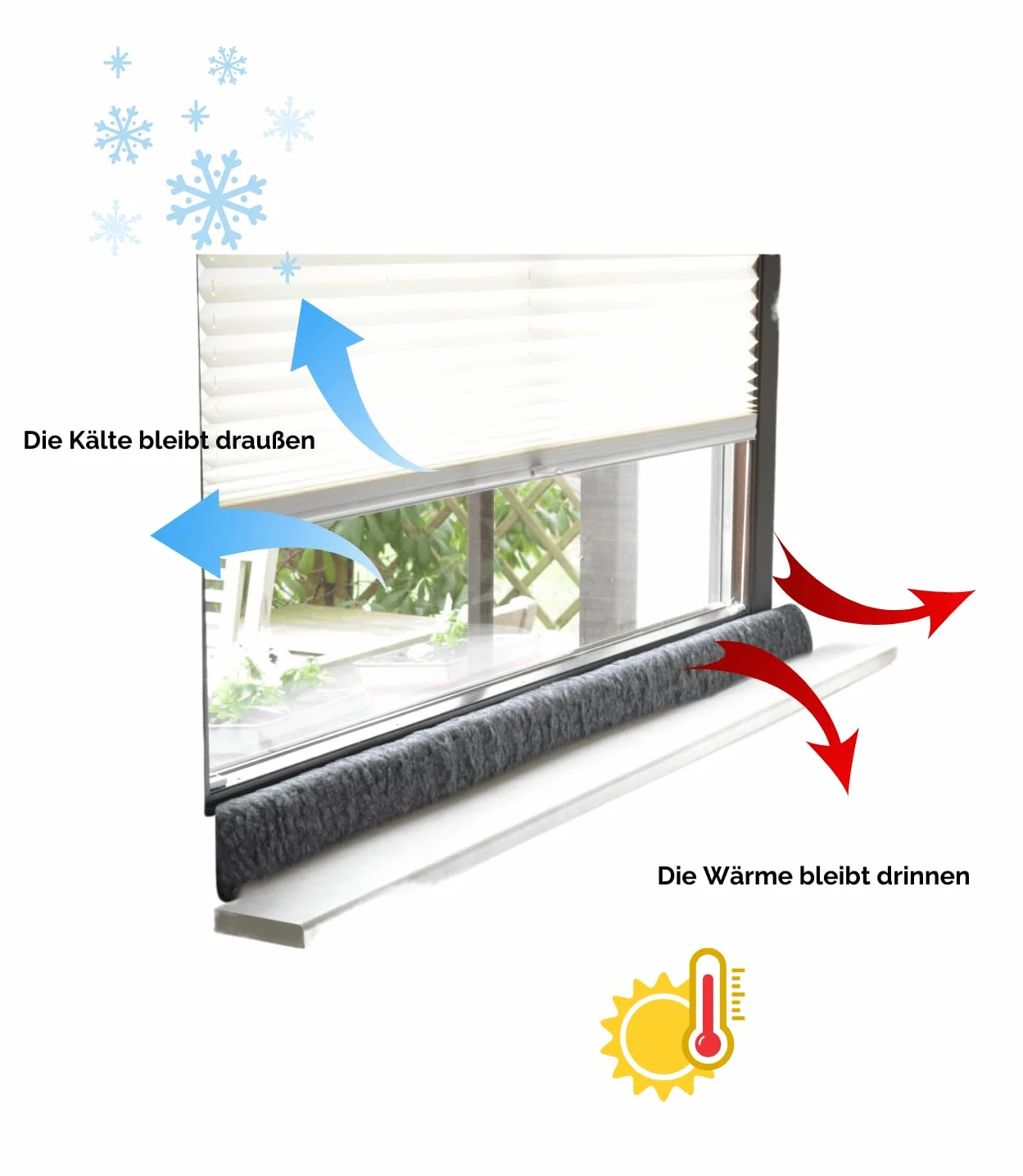 K. & N. Schurwolle 551 - Paraspifferi in lana vergine per finestre, 150 cm, colore: Naturale