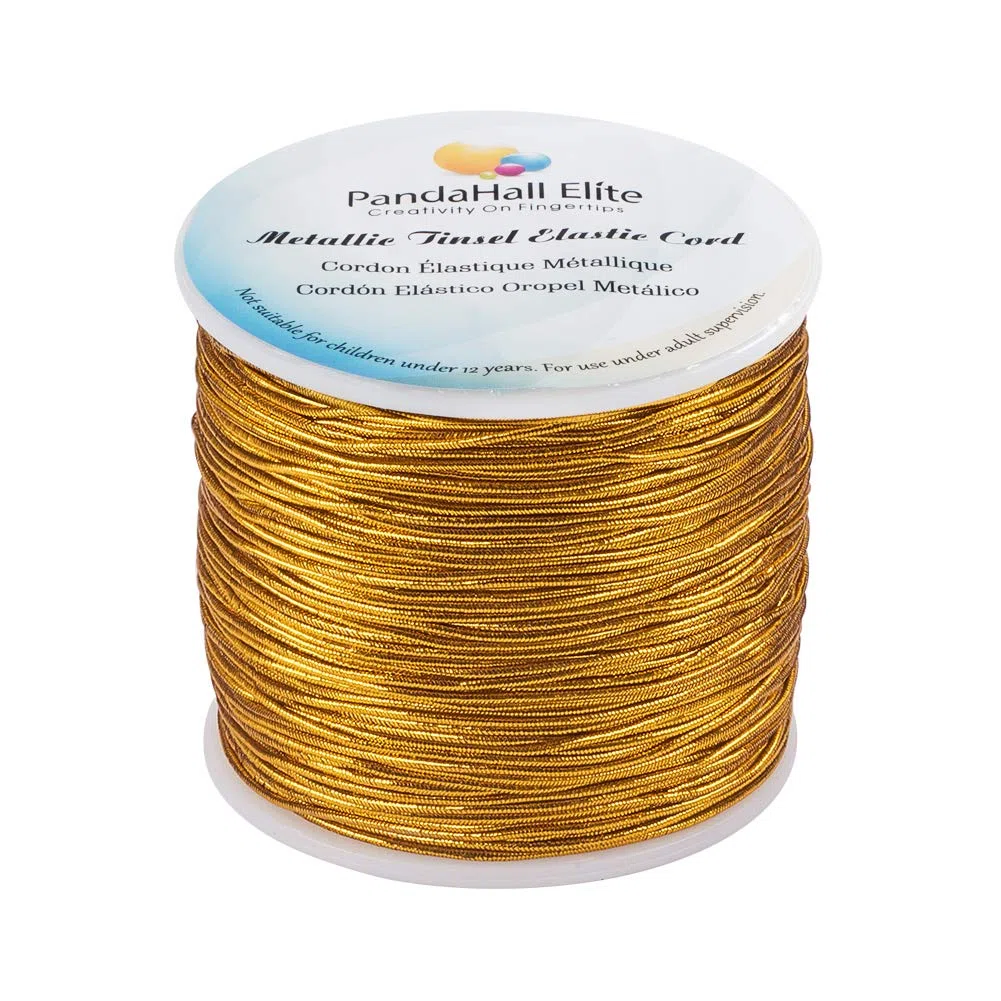 PH PandaHall 100m Cordino Elastico Oro 1mm Filo per Braccialetti, Cordoncini Elastici Metallici per Bracciali Scintillante Confezioni Regalo Natale Gioielli Artigianato Fai Da Te