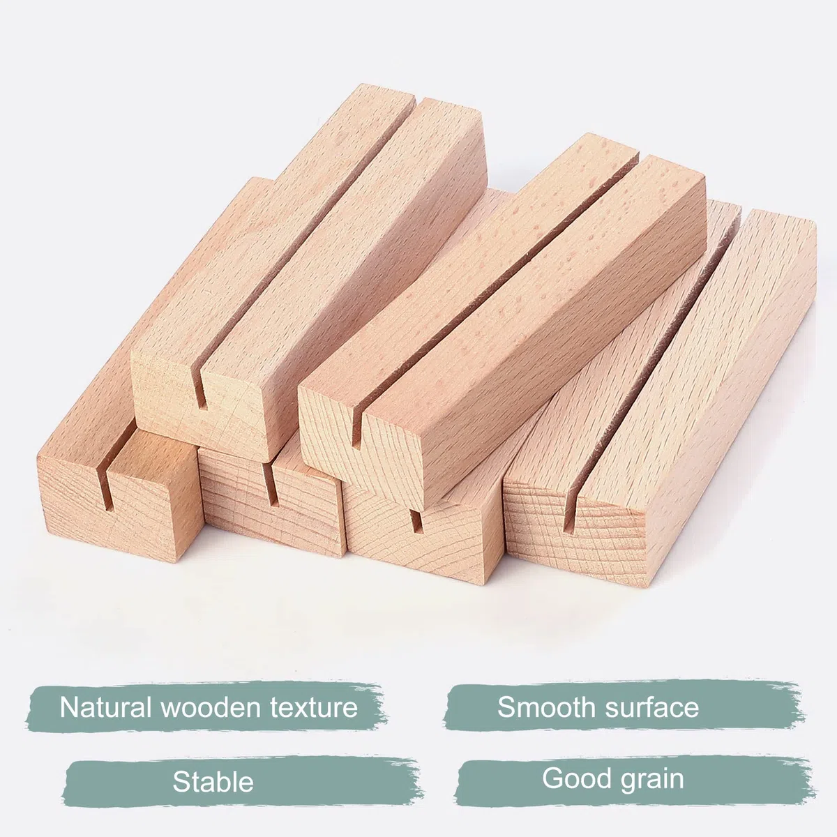 AiQInu Segnaposto Legno di Faggio, 12 Pezzi Supporto Segnaposto Matrimonio Stabile Supporto Numero Portafoto per Feste di Matrimonio Decorazione (12 Pezzi)