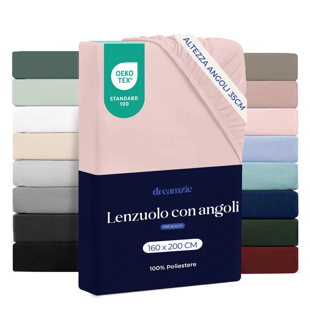 Dreamzie Lenzuolo con Angoli Matrimoniale 160x200 cm - Altezza Materasso fino a 33 cm- 100% Microfibra - Rosa - Certificato Oeko TEX, Lenzuola Letto con Angoli ed Elastico
