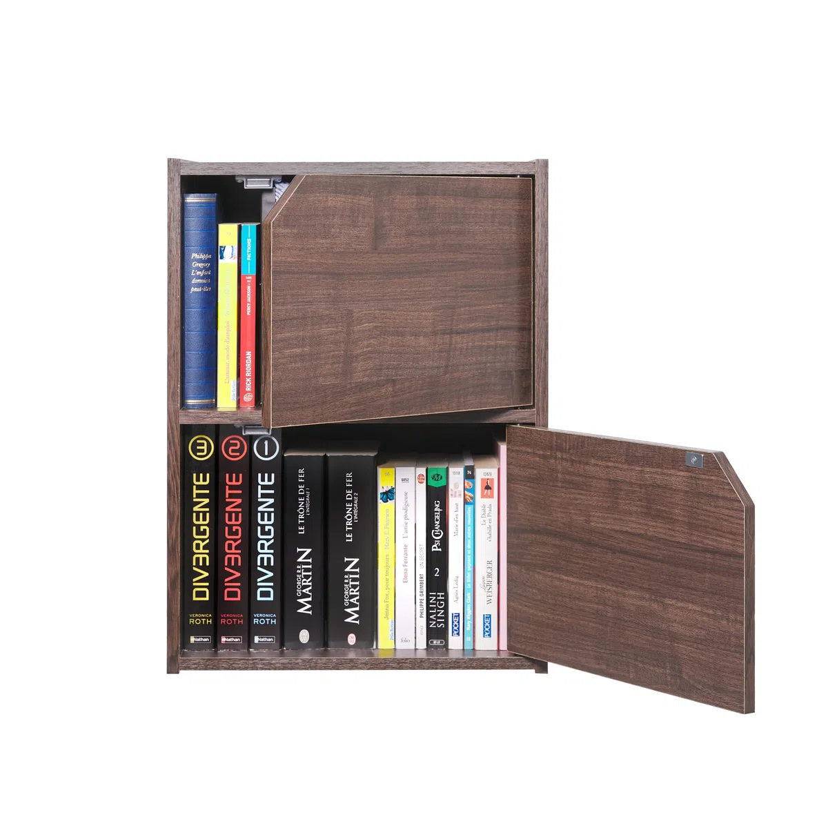 Iris Ohyama, Libreria portaoggetti, Armadio con 2 ante e 2 ripiani, Facile montaggio, Design, Modulare, Ufficio, Camera da letto, Soggiorno - Module Shelf MDB-2D - Marrone