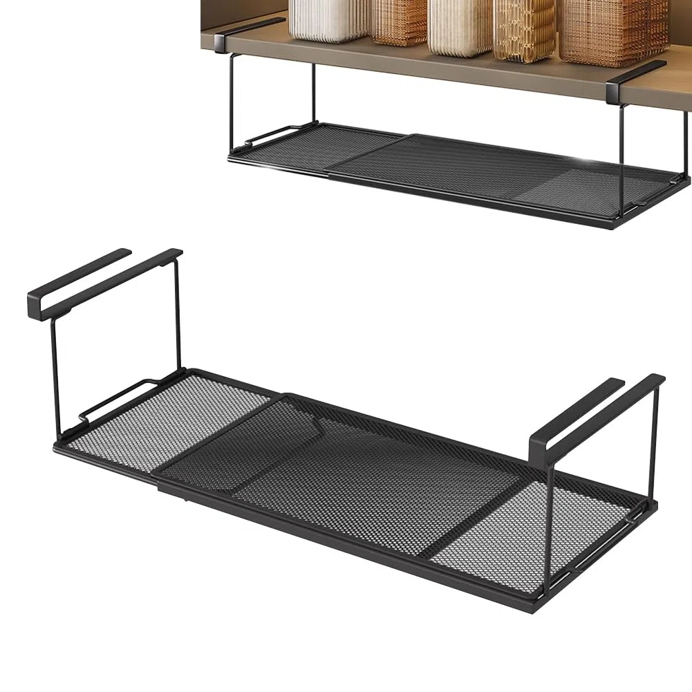 Mensola regolabile da 38 a 70 cm, organizer da cucina, mensola da appendere per armadi, scarpiera in metallo, ideale per cucine, dispense, scarpiere (nero)