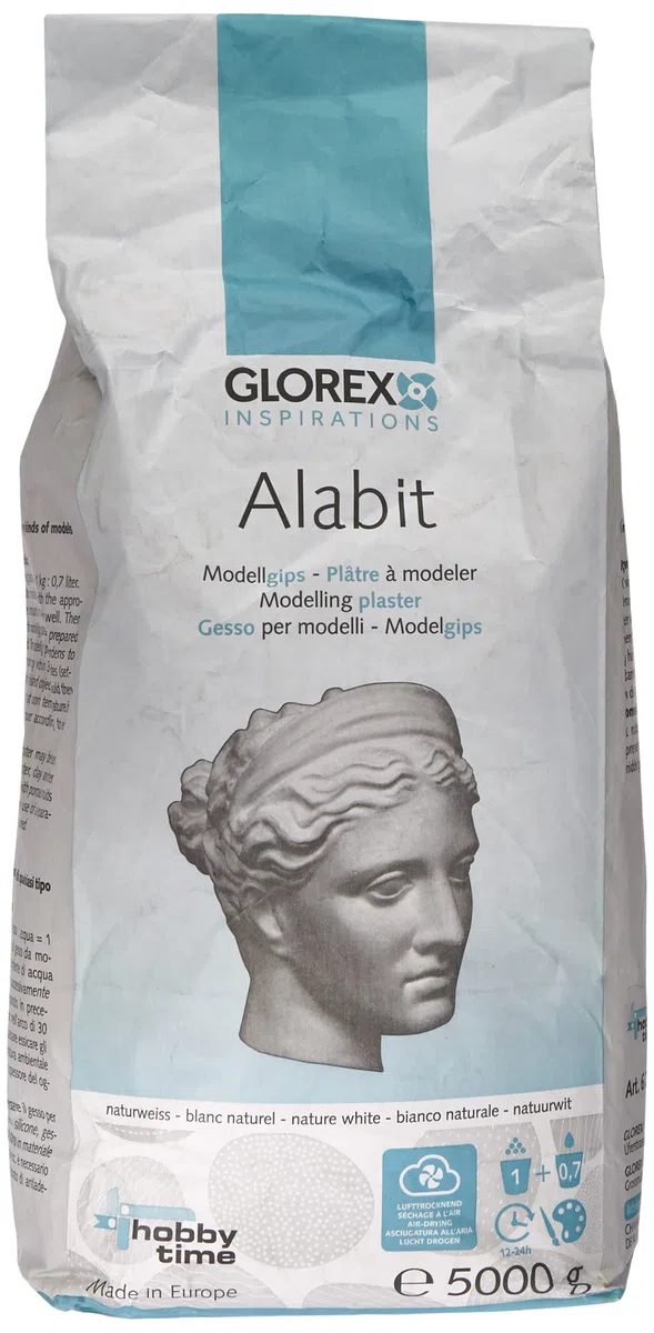 GLOREX 6 2608 430 - Gesso da colata Alabit Bianco Naturale, Gesso da Modellare di Alta qualità, 5000 g