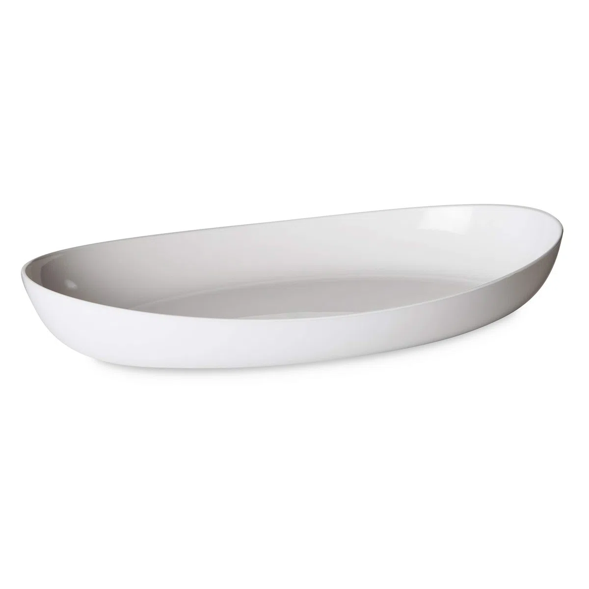 OMADA Design Piatto da Portata Grande in Plastica Bicolore, Infrangibile, 38x23x6 cm, Made in Italy, Lavabile in Lavastoviglie, linea Trendy, Bianco