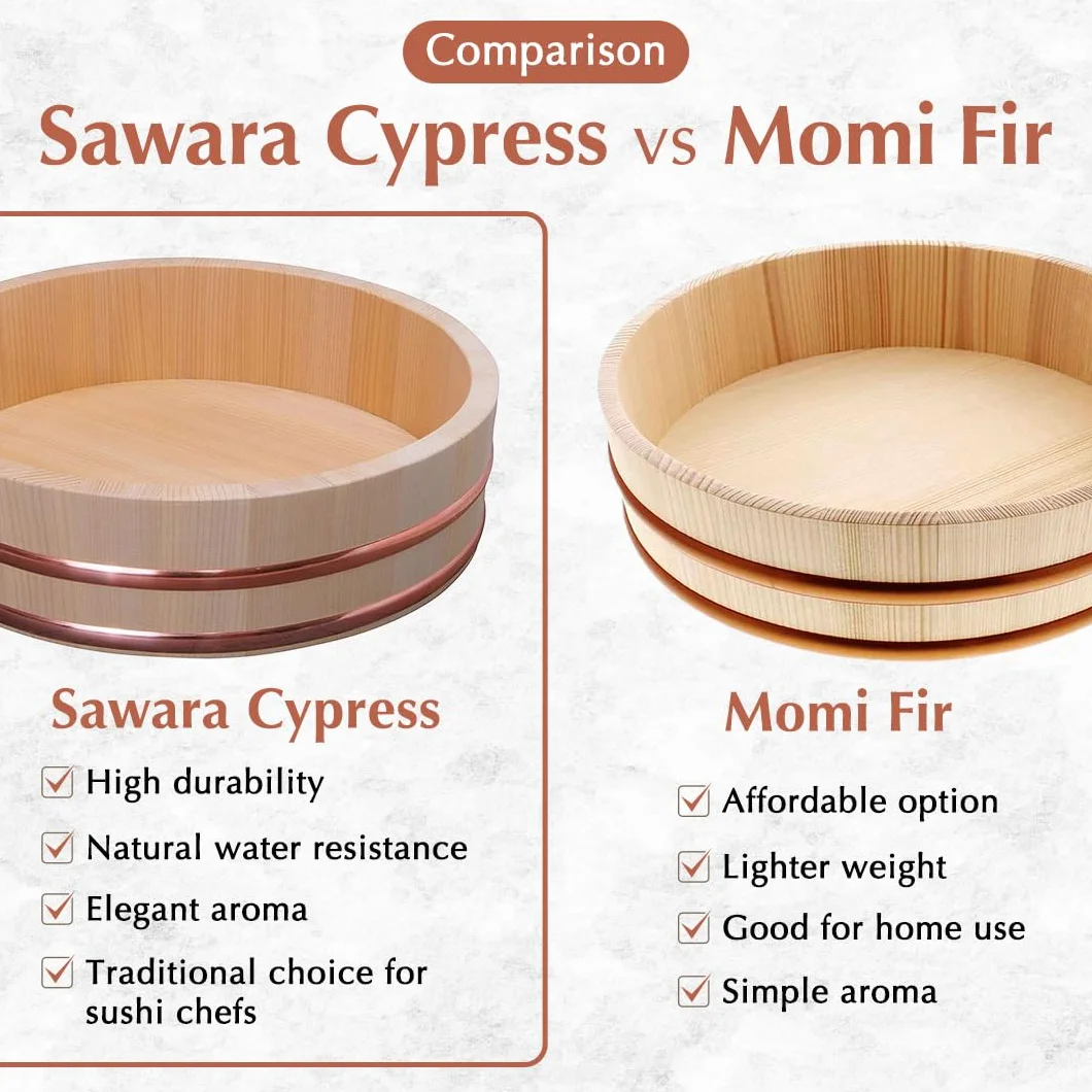 TIKUSAN Hangiri - Vasca per mescolare riso, in legno, con fascia in rame, realizzata in Giappone, per sushi e riso, 33 cm