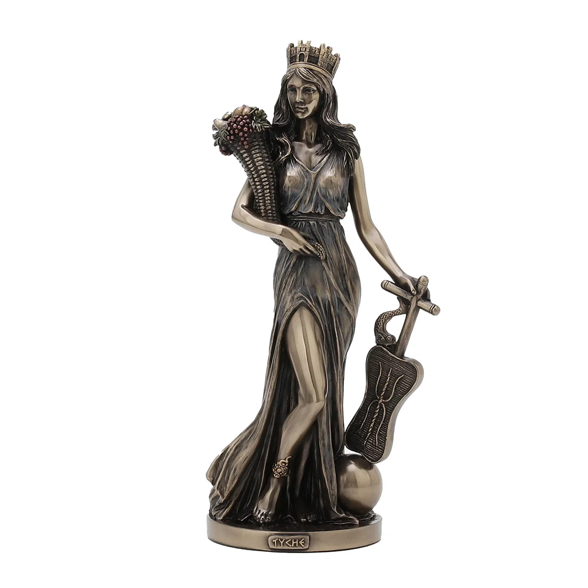 Veronese Design Statua della dea greca della fortuna e della prosperità, finitura in bronzo, WU77777A4