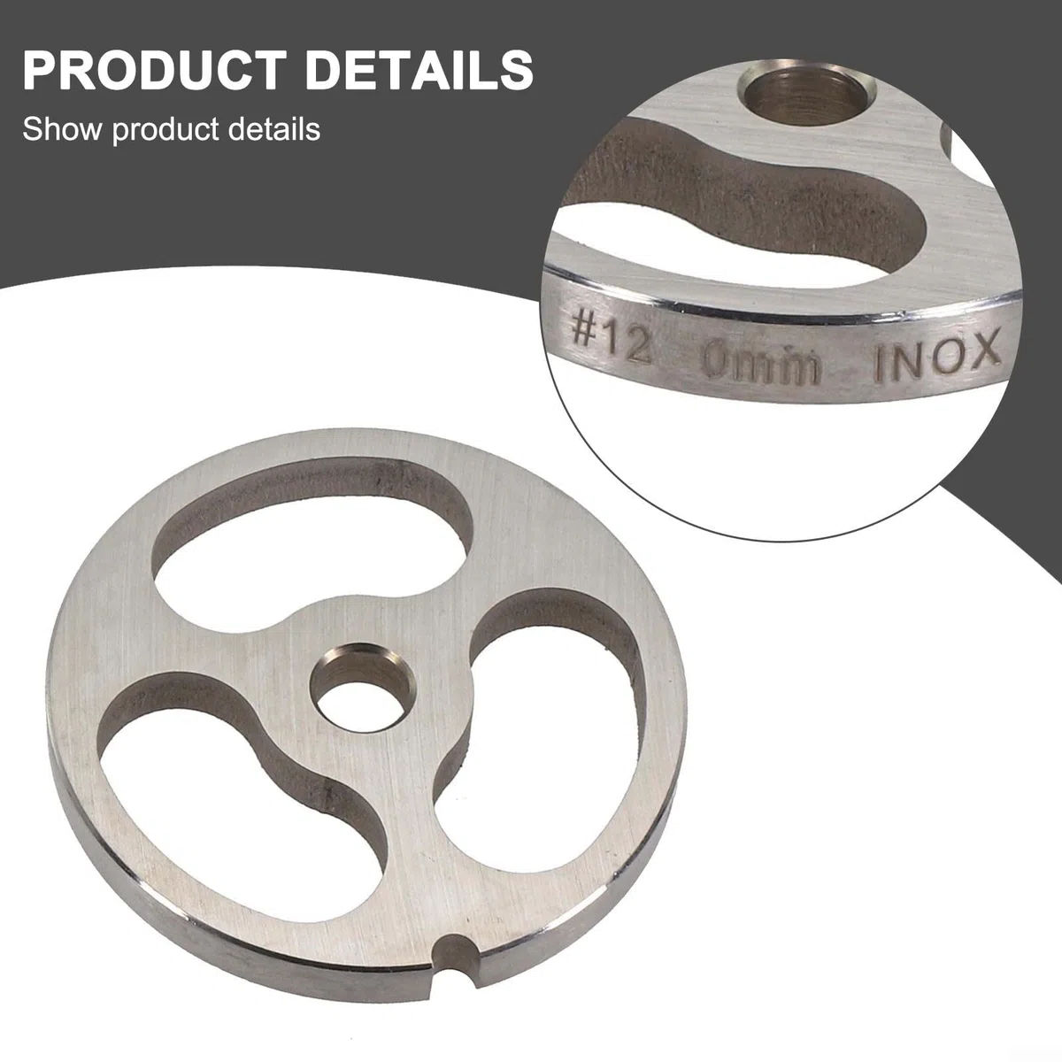 Piatto tritacarne, lama tritacarne, piastra tritacarne, 12 tipi commerciali tritacarne da cucina, in acciaio inox, accessorio per piatti (3 fori)
