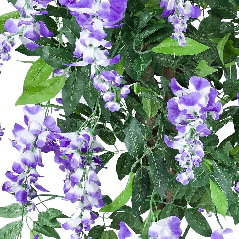 Decovego Wisteria Glicine Pianta Albero Artificiale con Legno Naturale 160cm