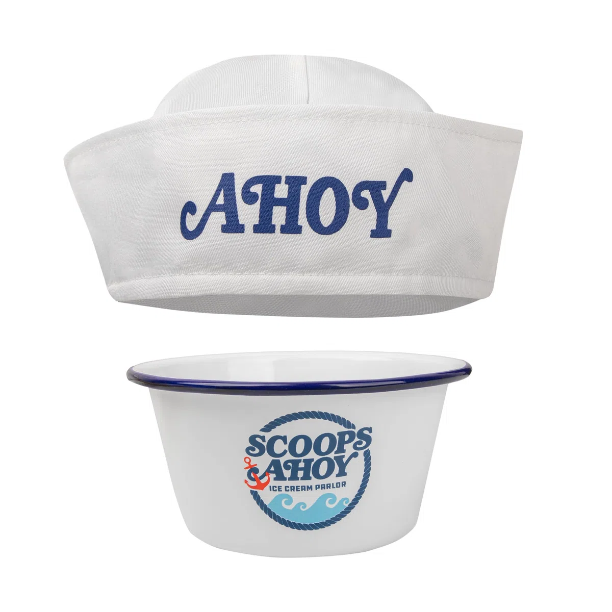 Cinereplicas Stranger Things - Ciotola per gelato Scoop Ahoy e cappello Ahoy - Licenza ufficiale