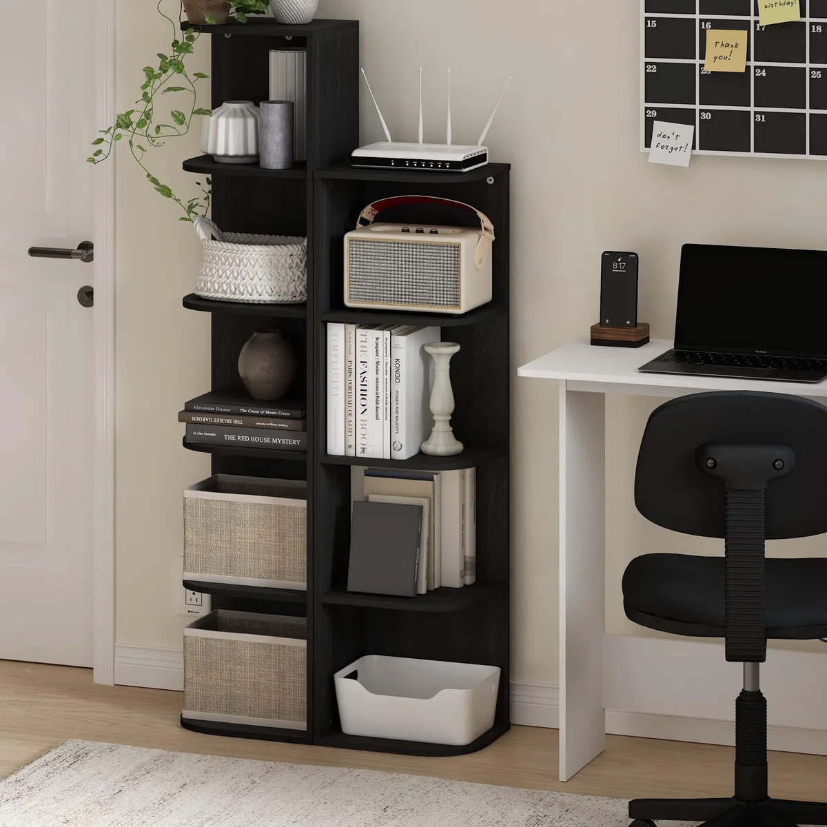 Furinno Pasir - Libreria a 4 ripiani ad angolo, colore: Blackwood
