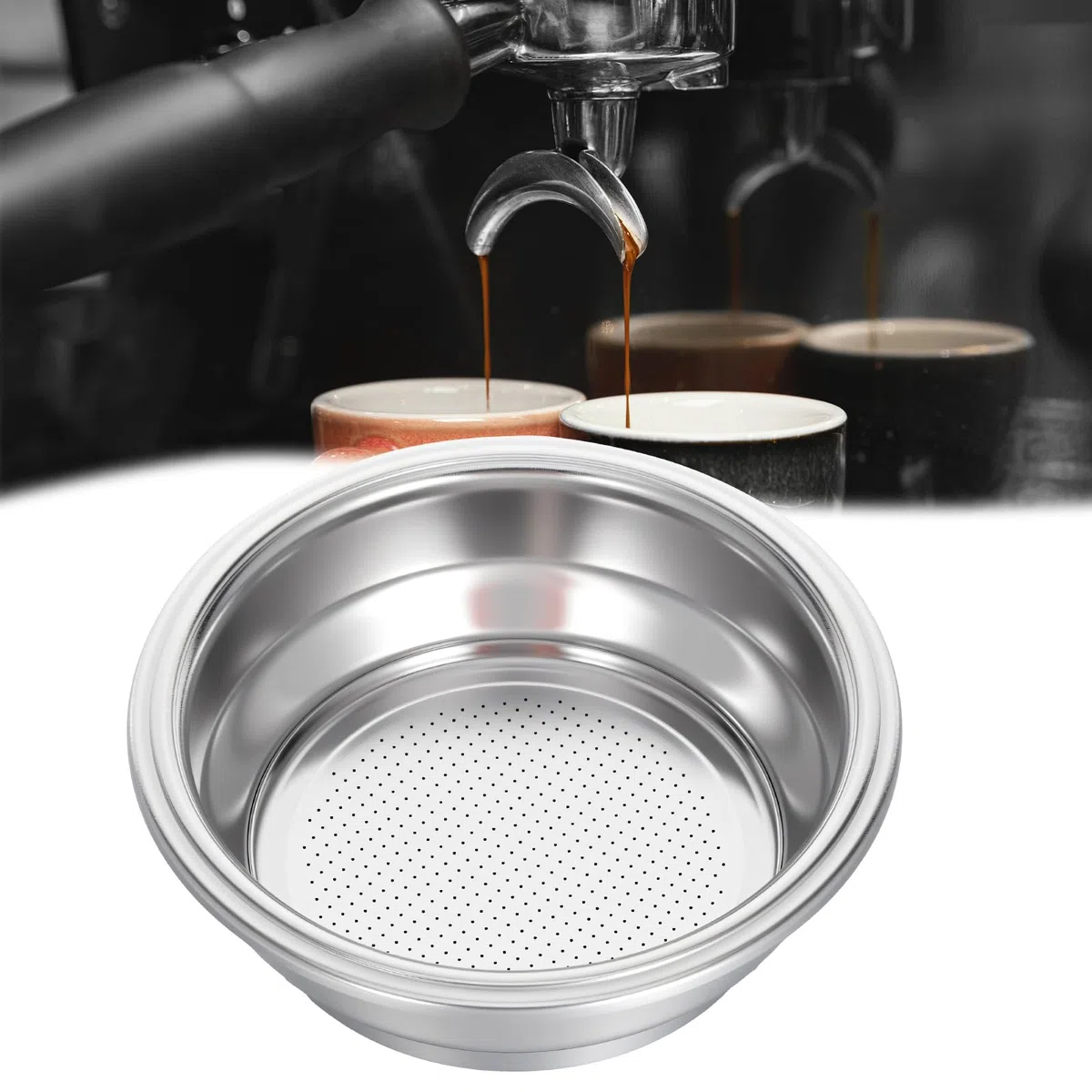Oruola Cestino portafiltro da 58 mm, filtro per caffè a doppio strato in acciaio inossidabile, filtro poroso pressurizzato a doppia tazza da 58 mm, per accessori di ricambio per macchine da caffè