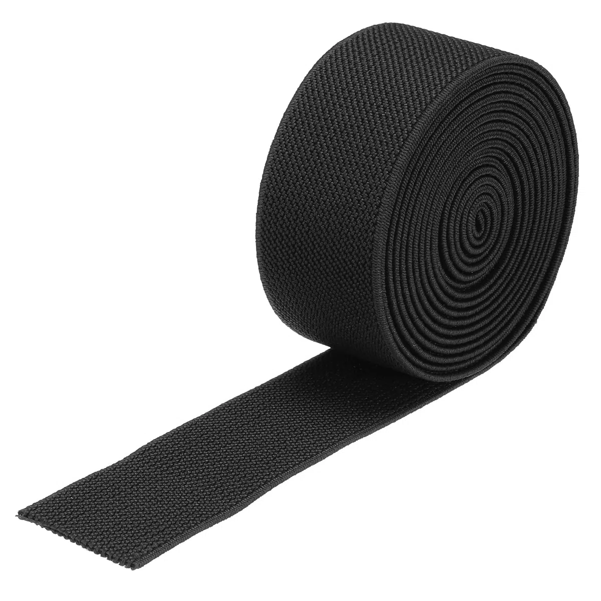 QUARKZMAN Nastro Elastico Largo in Twill Doppio Lato 3cm(1,2") Flat 2 Iarde/6 Piedi Nastro Elastico Tessuto Spola Cinghia Tensione Resistente Nero per Cucire Cinture