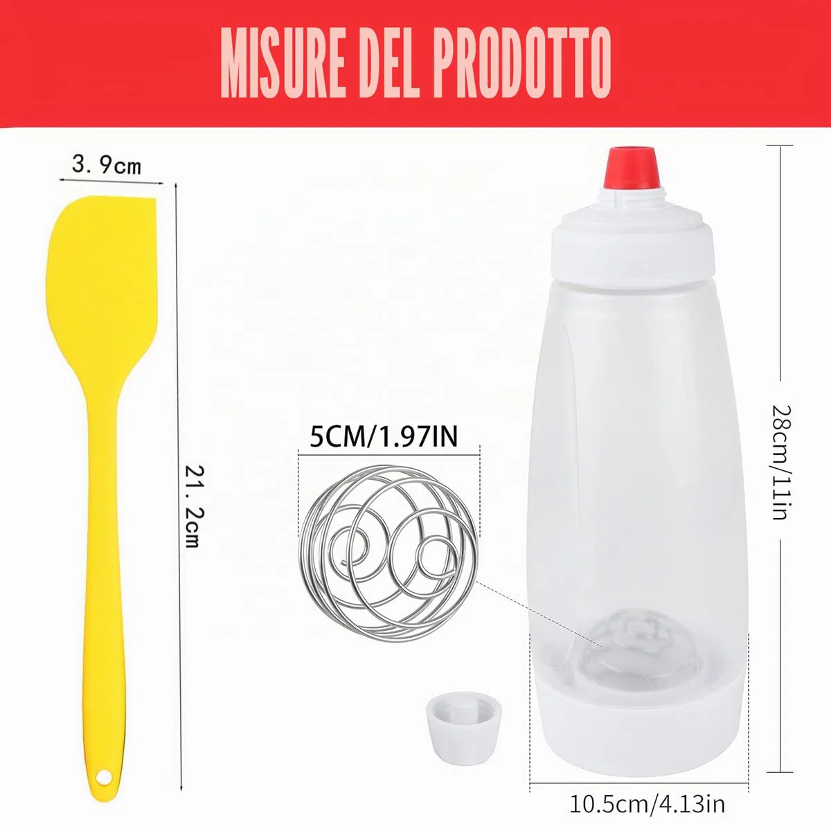 Distributore di pastella per Pancake con Palla di miscelazione per Pancake, distributore di pastella per Crepes, Bottiglia per spremere Le Crepes, distributore di pastella per Crepes