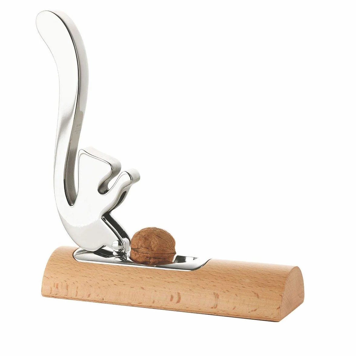 Alessi AB13 Scoiattolo - Schiaccianoci di Design in Acciaio Inossidabile 18/10 e Legno